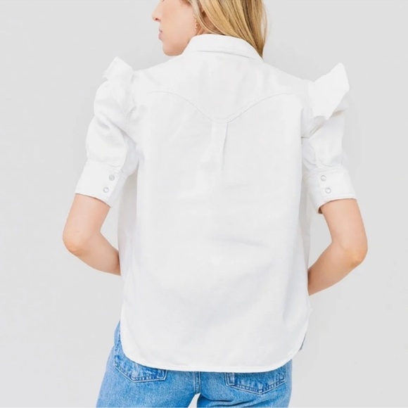 Zadig Voltaire white denim Jacket button down shirt Top L - Picture 9 of 10